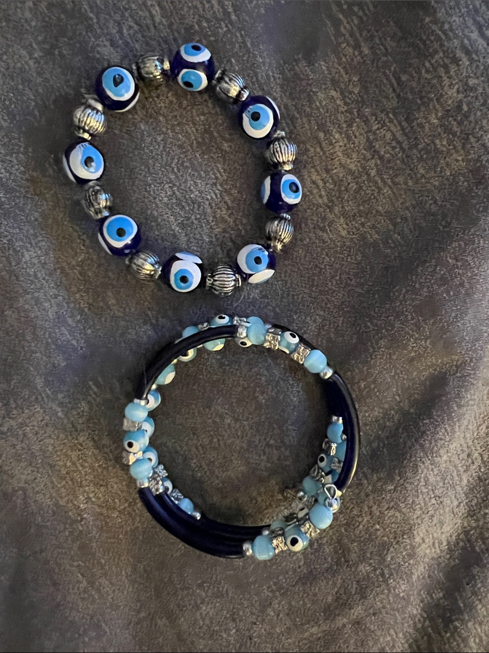 Evil Eye Beaded Bracelet Duo